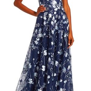 Rickie Freeman for Teri Jon dress in Navy and Silver Size 6